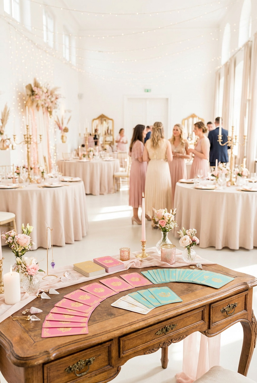 Romantische Kartenlegung bei einer Hochzeitsfeier in Wien